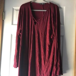 Red flared sleeve T-shirt dress